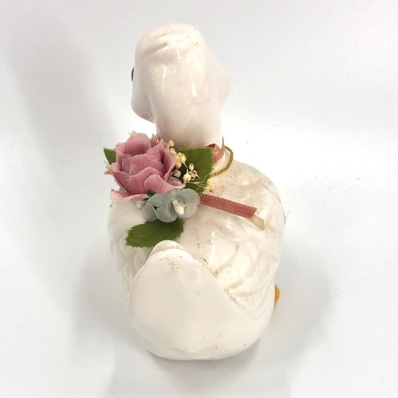 Vintage Lefton Duck Duckling Figurine Flower With Original Tag - Picture 2 of 7